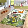 TT Home Tappeto per la camera dei bambini, verde, con dinosauri, giungla e vulcano a effetto 3D, a pelo corto, Dimensione:120x170 cm