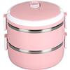 yaogohua Lunch Box Termico per Adulti, Lunch Box Bento, Scatola Termica per Alimenti Caldi Impilabili, Lunchbox Rotondo in Acciaio Inossidabile 304, Contenitori per Alimenti Sigillati(Rosa a doppio strato)