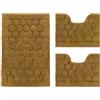 PARAMAISON Tris Bagno 3 Pezzi Soft, Coordinati Design Cerchi Morbido in Cotone Assorbente | Marrone
