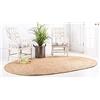 THE PIKKU INTERNATIONAL - Tappeto in iuta fatto a mano, ovale, tinto nero, stile bohémien, per soggiorno e corridoio (beige, 180 x 220 cm)