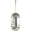 NIKSHI Specchio ovale del soffitto in metallo con sospensione del palo, specchio da bagno ad alta definizione, specchio decorativo pensile, Gold-40cmx60cm