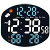RemixAst Grande orologio da parete digitale, multifunzione, a LED, stazione meteo digitale con sensore di umidità e temperatura, ampio display, ora, data, calendario, doppio allarme per soggiorno (bianco e blu