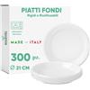 ecodrinks - 300 Piatti Fondi Bianchi da Ø21cm - RIUTILIZZABILI - Base Antiscivolo, Robusti e Lavabili - Ideali per Sagre, Feste, Eventi - Scelta Ecologica e Sostenibile