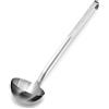 Forgast Mestolo Monoblock in Acciaio Inox, da Cucina con Manico Lungo, Cucchiaio da Salsa, per Brodo, Salsa e Zuppa, Utensile da Cucina, Argento, Diametro di 12 cm