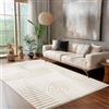 Carpettex Tappeto per soggiorno, camera da letto, tappeto per cucina, colore crema, a pelo alto, stile boho, tappeto corridoio, design scandinavo 3D, morbido e soffice, dimensione: 200 x 290 cm