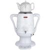 Caytime Samowar 3 L - Teiera in acciaio inox con teiera in ceramica bianca/Samovar elettrico, design moderno