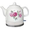 Hokcus Bollitore elettrico in ceramica senza fili Teiera-Retro 1.2L Brocca, 1200W Base rimovibile, Bollire Protezione Secca/C/B