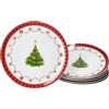 MamboCat Sogno di Natale - Set da 6 piatti da dessert in porcellana, piccoli piatti da colazione per 6 persone con decorazioni natalizie, servizio per insalata, dessert e altro, stoviglie per Natale