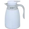 BAKAJI Caraffa Termica Capacità 1 Litro con Tappo di Temperatura Isolante, Thermos Sottovuoto a Doppia Parete Salvafreschezza, Sistema di Contenimento Caldo e Freddo, Manico Ergonomico (Bianco)