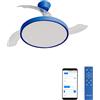 CREATE / WIND CLEAR STUDIO M/Ventilatore da soffitto con luce blu cobalto con Wifi e telecomando / 40W, Temporizzatore, Ø 108 cm, 6 velocità, pale retrattili, 3 temperature di luce, estate-inverno