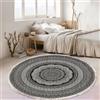 Tomifine Tappeto Soggiorno Rotondo Tappeti con Nappe Antiscivolo Lavabile in Lavatrice in Stile Bohémien con frangia per Cucina Corridoio Camera da Letto (80 cm,Grigio)