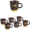 MECSAL CASALINGHI Set 6 Tazzine Caffè, Espresso Coffee Break, in Ceramica, Varie Decori, con Manico, Colazione Casa Bar (97ml, Caffè)