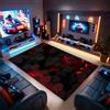 RUILBJM Tappeto per Soggiorno e Camera da Letto,Motivo Geometrico Neon 3D Cool Vision per Adolescenti Ragazzi stanza da gioco,Morbida flanella Antiscivolo Gaming Rug (Rosso,120 * 180cm)
