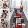LUMIPAP Tappeto a passatoia per cucina e corridoio, antiscivolo, lavabile, per corridoio, lavanderia, 50 x 250 cm, rosso e grigio