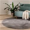 benuta Basic Tappeto salotto Furry - Grigio Rotondo 160 cm - Soffice salotto - Retro antiscivolo - Lavabile - Compatibile con riscaldamento pavimento
