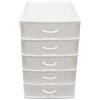 Virsus Cassettiera a Torre Multiuso 7134, misura 16x22x25cm, set 5 cassetti trasparenti con maniglia, organizer salvaspazio per piccoli oggetti, ufficio, camera da letto, scrivania (Bianco)
