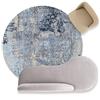 makeups58 Tappeto Rotondo Tappeti Soggiorno Pelo Corto Antiscivolo Lavabili Moderni Moquette Inchiostro grigio blu astratto,ø 130CM