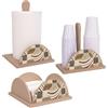 Lupia - Set 3 pezzi NEW VINTAGE TILES Porta Bicchieri, Porta Tovaglioli e Porta Rotolo in legno, Stile vintage shabby, Decorazione foglie, Adatto a stili moderni e classici, Legno