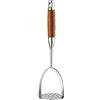 UPTALY Schiacciapatate in acciaio inox con manico in legno di legno di Ross (35 x 8.5 cm), frantoio per aglio addensato, grande schiacciapatate per spremere carote, banane, fagioli, zucca, frutta