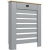 HOMCOM Copritermosifone a Doghe Moderno a Griglia 78x19x95.5 cm Grigio | Copri Termosifone, Antiribaltamento, 2 Cassetti in MDF, Casa Ufficio