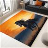 Generico Tramonto Fantasy Con Cavallo Nero Tappeto Salotto Colore Arancione Flanella Stampa 3D Camera Da Letto Tappeti Cucina Antiscivolo Lavabile, Per Tavolino Da Salotto, Bagno, Tappeto Cameretta 90 x 150 cm