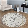 Paco Home Morbidi tappeti marmorizzati a pelo corto in grigio e oro per il soggiorno con motivi diversi, Dimensione:Ø 120 cm tondo, Colore:Oro 3