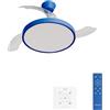 CREATE / WIND CLEAR STUDIO M/Ventilatore da soffitto con luce blu cobalto con controllore da parete e telecomando / 40W, Pale retrattili, Ø 108 cm, 3 temperature di luce, funzione estate-inverno