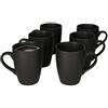 MamboCat Lampart - Set di 6 tazze da caffè in grès nero opaco, in stile etnico, con manico, colore: nero