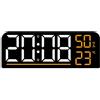 LVYXON Orologio da parete digitale a LED con display di umidità e temperatura, 4 livelli di luminosità, doppio allarme, funzione timer, grande display per casa e ufficio (arancione)
