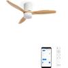 CREATE / WINDCALM LINE/Ventilatore da soffitto bianco con luce Wifi e telecomando, pale Legno chiaro linee orizzontali / 40W, Timer, Ø132 cm, 3 temperature di luce, funzione estate-inverno