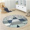 Paco Home Tappeto Bambini Rotondo Cameretta Femmine Maschi Stella Luna Elefante Arcobaleno, Dimensione:Ø 150 cm tondo, Colore:Grigio 1