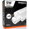 Eurocali Tubo LED 60cm G13 T8 9W 850 Lumen - Bianco Naturale 4000K per Sostituzione Neon - 160° Fascio Luminoso - 4 Tubi LED