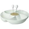 BRANDANI 51675 Antipastiera "Rondò" - Porcellana & Bamboo, Ø 23 cm, con 2 Forchettine Inox, Lavastoviglie.