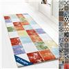 Floordirekt Tappeto passatoia con motivo, realizzato su misura, per cucina, corridoio e soggiorno, ornamento vintage a griglia orientale (80 x 500 cm, Capera)