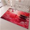 Generico Tappeto con Giapponese Fiori Di Ciliegio Torre Stampa Lavabile, Rosso Tappetino con Fondo Antiscivolo er Soggiorno Camera da Letto Sala da Pranzo Corridoio, 60 x 90 cm Tappeto Non è Facile Sbiadire