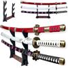 FEENOMENN Katana One Piece Zoro 3 Katanas 95 cm (SHUSUI, WADO ICHIMONJI, SANDAI KITETSU) - Lama in legno - Supporto incluso