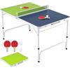 COSTWAY Tavolo da Ping Pong Portatile 120 x 76 cm, Set di Tennis da Tavolo Pieghevole con Rete, 2 Racchette, 2 Palline, Altezza Regolabile a 3 Livelli, Struttura in Alluminio, da Interno ed Esterno