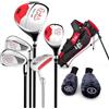 PGM Per bambini e bambini, 9-12 anni, 5 mazze da golf con borsa e 2 copricapi per ragazzi e ragazze, mano destra, nero
