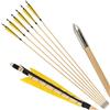 surwolf 31 Frecce in Legno,realizzate a Mano in Modo Tradizionale con Piuma di Tacchino da 5",Asta in Legno da OD 8mm,frecce da Caccia per Arco Lungo/ricurvo (Blu-Bianco, 6pcs)