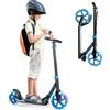 KOMFOTTEU Monopattino Pieghevole per Bambini e Adulti Fino a 110kg, Manopattino a 2 Ruote Luminose con Freno, Scooter per Bambini con Manubrio Regolabile e Cinghia di Trasporto (Bianco + Rosa)