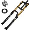 RUJIXU Forcella Anteriore Bici elettrica 26x4.0 Forcella Aria Fat Bike Forcella Mountain Bike BMX Dritta 1-1/8 MTB Bicicletta Freno Disco Escursione 190mm 2790g(Black Gold)