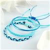 HYXC Bracciale Intrecciato,3 Pz/Set Bracciale A Strati Elegante Blu/Blu Scuro Linea di Cera Fatta A Mano Bracciale Intrecciato Bracciale da Spiaggia Regolabile Braccialetti con Ciondoli per Donna UOM