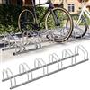 BAKAJI Rastrelliera per Biciclette da Pavimento o Parete Stand Parcheggio Esterno per Bici in Acciaio Porta Bici con Materiale di Montaggio Incluso (6 Posti)
