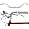 LOEVELOSI City Bike Manubrio ergonomico per bicicletta da donna e da uomo, in alluminio argentato, retrò, manubrio da città, olandese, bici da uomo, cruiser, colore argento