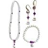 Handmade Parure completa con pietre dure bianche e viola e campanelline
