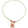 Generic Collana cordino cerato con orsetto e cuore rosso - collana orso