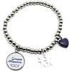 Handmade Bracciale Elastico Perle Acciaio con Ciondolo Grazie Maestra e Charms | Ciondolo Grazie Maestra Personalizzabile, Charms, Idea Regalo Maestre, Componenti in Acciaio