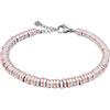 ParticolarModa Bracciale Donna regolabile anellini acciaio alluminio morbido 5 mm (Regolabile da 22 a 25 cm (x polso 19-21), Argentato/Rosè)