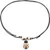 Generic Collana cordino cerato con coccinella rosa cipria e nera
