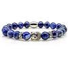 Generic Bracciale in sodalite braccialetto con perline blu testa di Buddha argento 8 mm in acciaio inossidabile (Strass di Buddha)